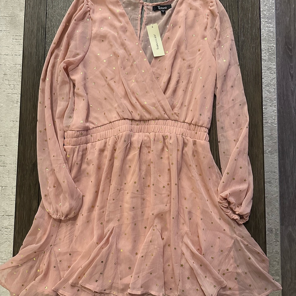 Francesca's Collections Pink Dress with Gold Accents